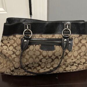 Coach Brown and Black Signature Tote